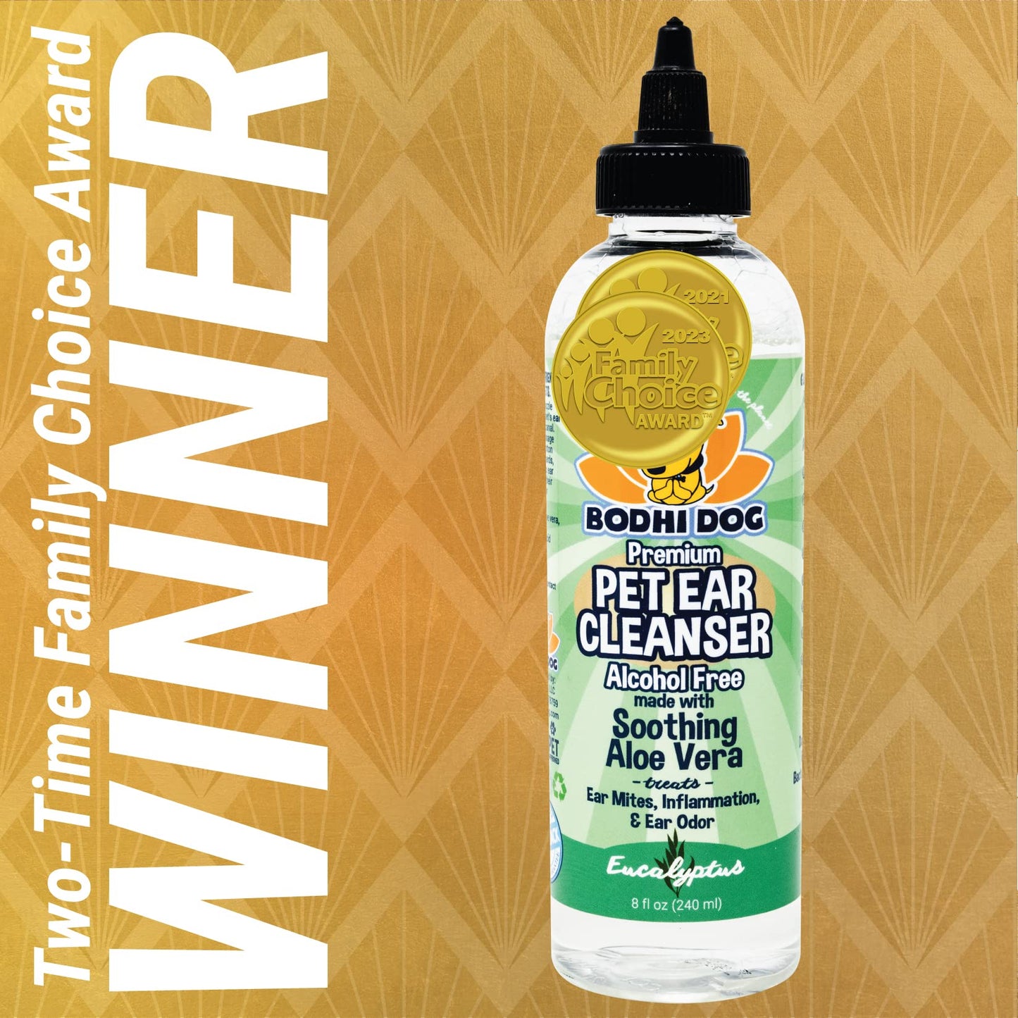 Bodhi Dog Ear Cleaner Solution for Dogs & Cats - Aloe Vera Ear Cleaning Treatment - Gentle, Alcohol-Free Cleanser - Reduces Wax, Odor, & Itching - Safe for Sensitive Skin (8 Fl Oz)