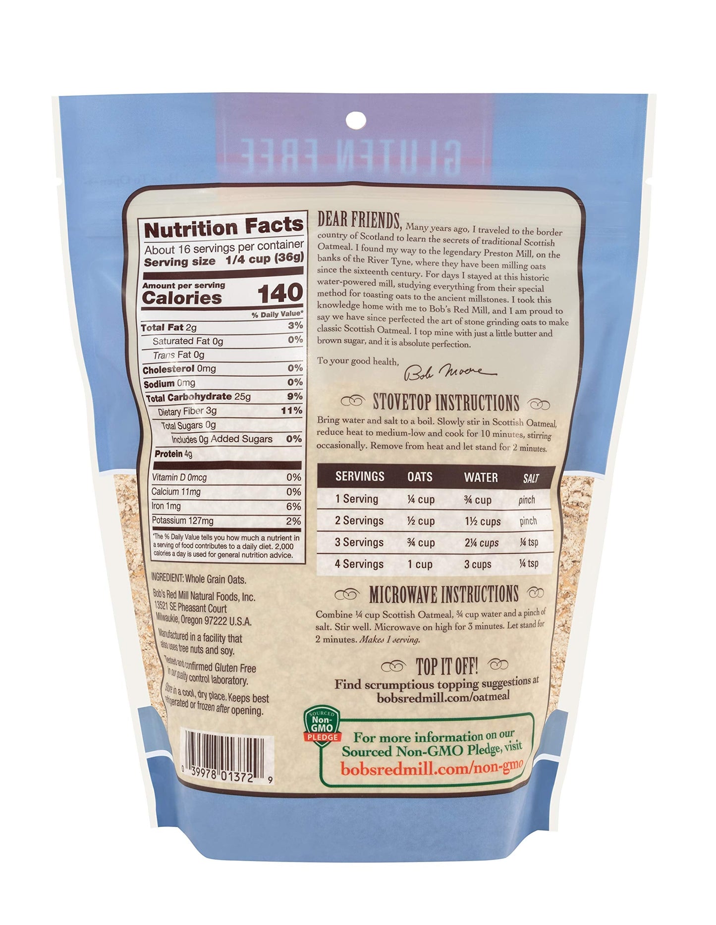 Bob's Red Mill Gluten Free Scottish Oatmeal, 20 Oz