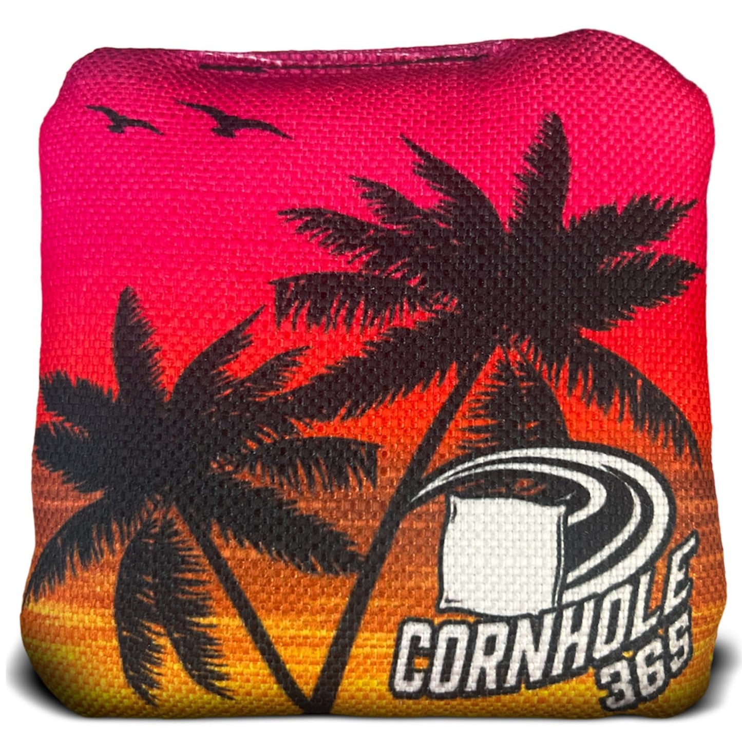 Cornhole365 Themed Cornhole Bags - All-Weather, Heavy-Duty, Resin Filling, Double-Stitched Duck Cloth - Professional Corn Hole Bean Bags for Indoor & Outdoor Use - Beach and Palm Trees - Set of 8
