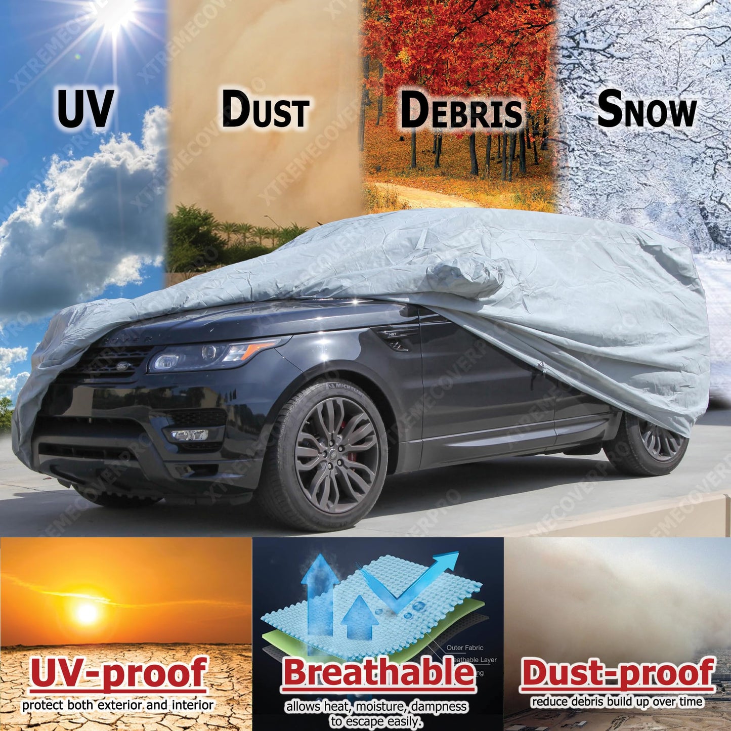 Car Cover fits 2000 2001 2002 2003 2004 2005 Ford Excursion XTREMECOVERPRO PRO Plus Series Grey