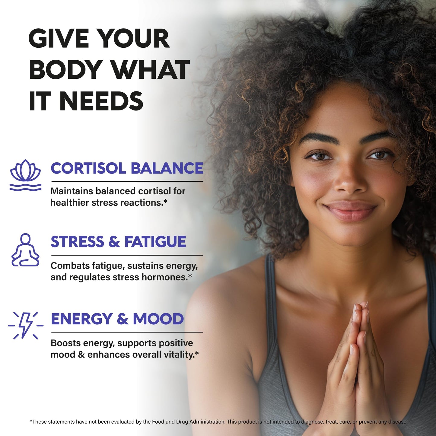 Cortisol Supplement for Women - Holy Basil | Ashwagandha | Rhodiola | L-Theanine - Plant-Based Hormone Balance - Mood, Focus & Sleep Support - Made in USA - Vegan, Non-GMO - 60 Capsules for 2 Months