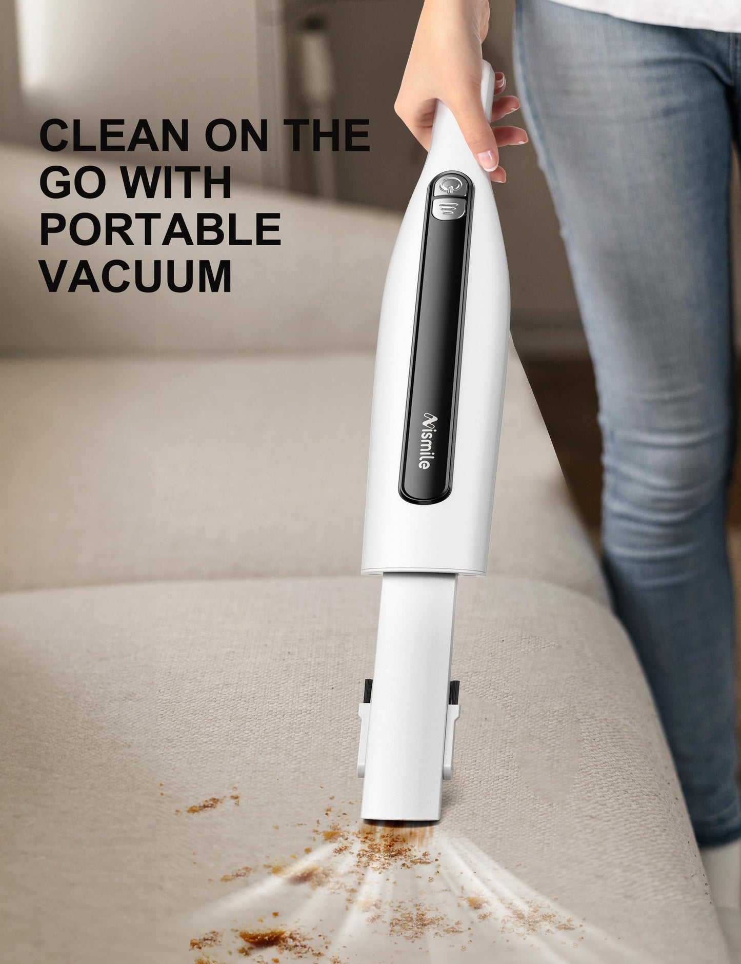 Cordless Vacuum Cleaner, 18Kpa Stick Vacuum for Home with LED Screen,6000mAh Handheld Vacuum, Brushless Motor,Rechargeable, Anti-Tangle Handheld Vac for Cleaning Pet Hair, Carpet, Floor(White)