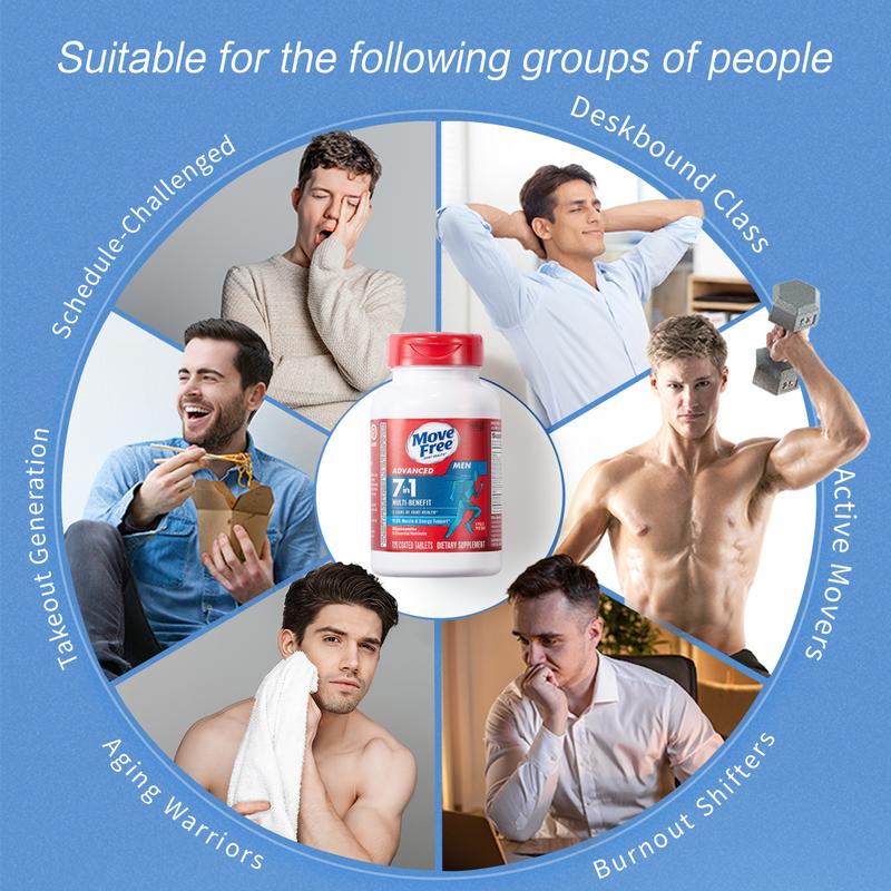 12bottles【Joint Health】Move Free joint health 7-in-1 Glucosamine Chondroitin Plus Calcium Complex Vitamin Customized for Men with B-Vitamins + Multi-Glucosamine 120 Pills