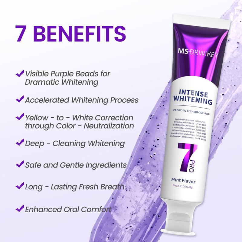 MSDRWIKEY 3-Pack Toothpaste Combo | 7Pro Fresh Formula | Fluoride-Free Enamel Repair & Sensitive Teeth Care | Fresh Mint