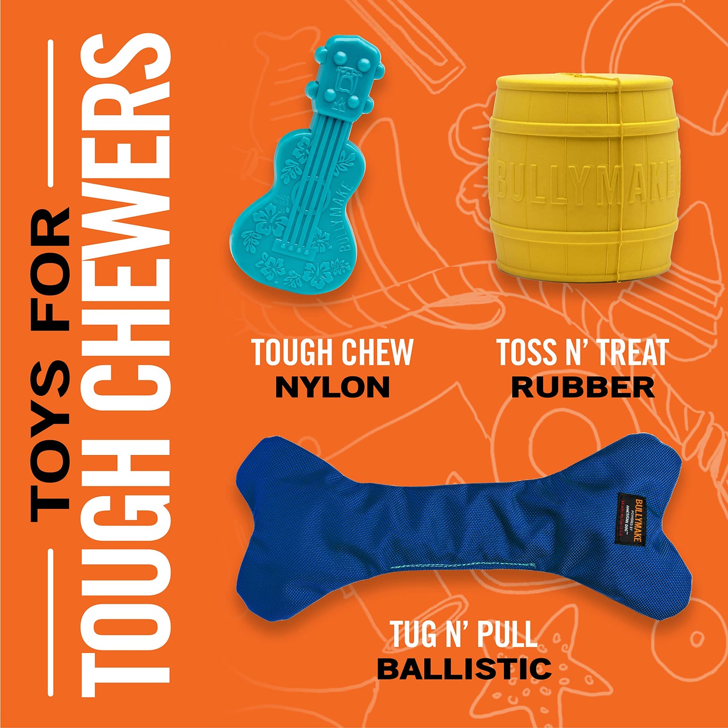 BULLYMAKE Nylon Hammer Chew Toy For Dogs | Durable Dog Toy for Aggressive Chewers | Made in USA
