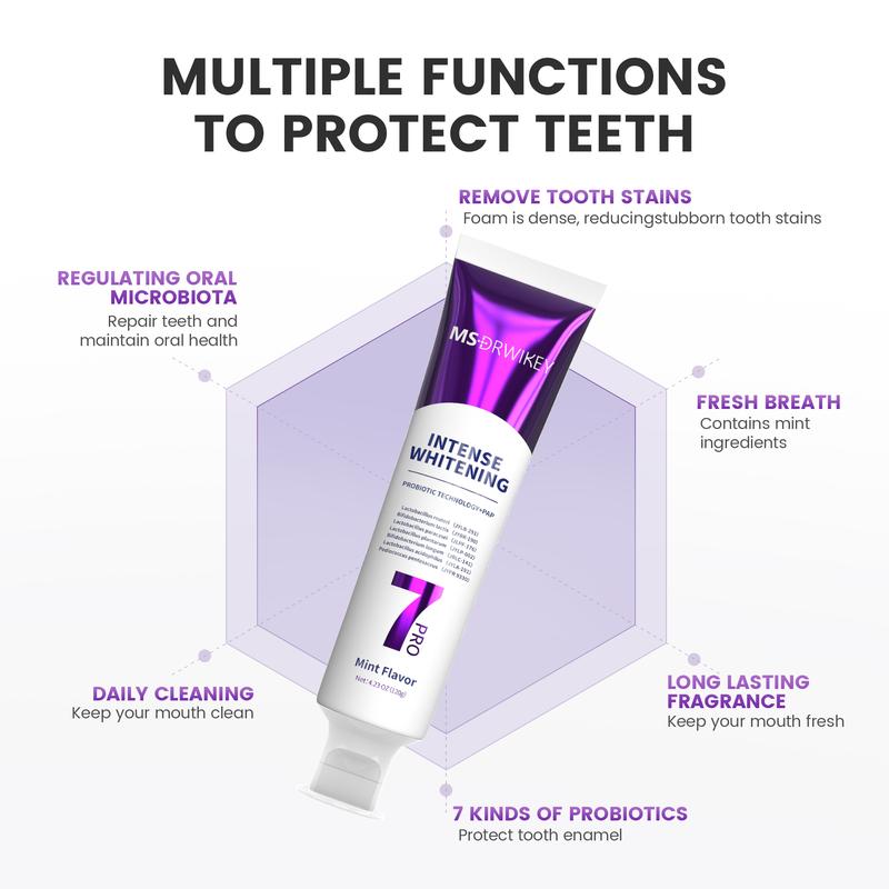 MSDRWIKEY 3-Pack Toothpaste Combo | 7Pro Fresh Formula | Fluoride-Free Enamel Repair & Sensitive Teeth Care | Fresh Mint