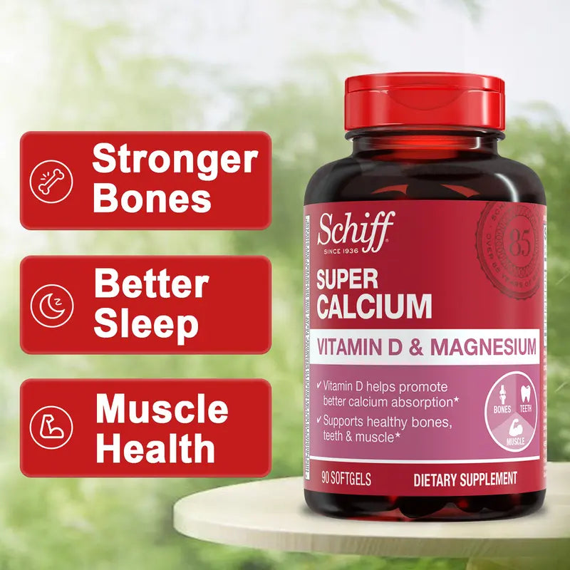 3 Packs-Schiff Super Calcium 800mg Plus Magnesium with Vitamin D3, 90 softgels - Calcium Supplement Healthcare Dietary Fitness Edible Healthy Teeth Healthy Bones