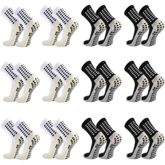 12 Pack Men's Soccer Socks Anti Slip Non-Slip Grip Pads for Football Basketball Sports Grip Soccer Socks