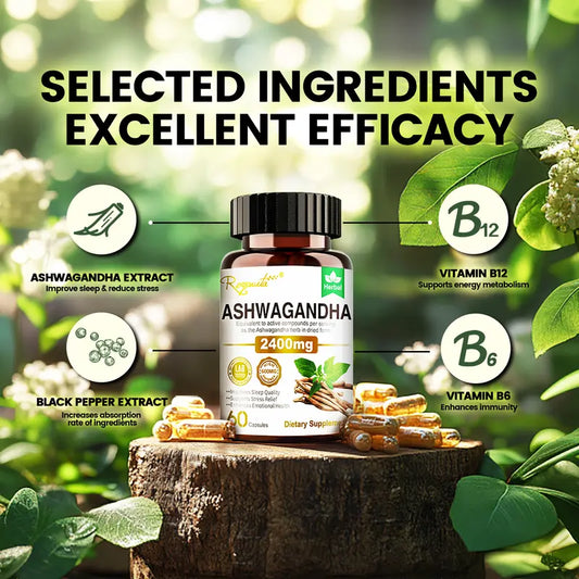 1 bottle of 60 Capsules【Enhanced Potency】Royavita Ashwagandha 2400mg with Black Pepper Extract | Support Sleep Aid & Athletic Performance, Organic Vitamin B6 & B12, Dietary Supplement for Men & Women-14