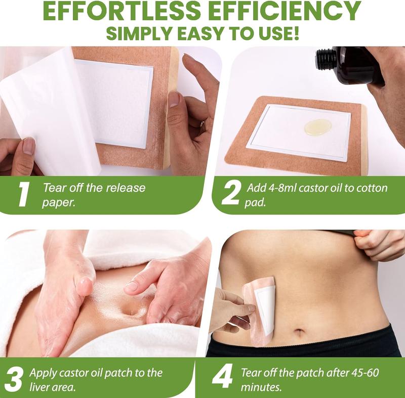 10pcs disposable Castor Oil Pack Wrap,Castor oil patches,Self-Adhesive Castor Oil Wraps, Highly Absorbent 6.7"*5.1",Anti-Seepage,Easy to Use,No Wash,stick it anywhere you want(Oil Not Included)