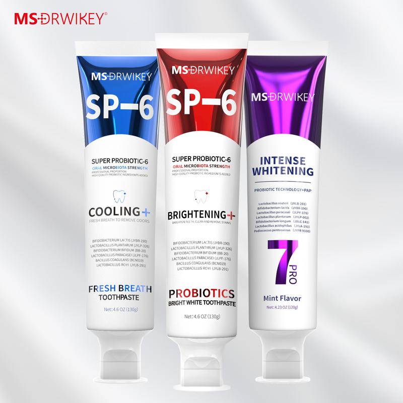 MSDRWIKEY 3-Pack Toothpaste Combo | 7Pro Fresh Formula | Fluoride-Free Enamel Repair &amp; Sensitive Teeth Care | Fresh Mint