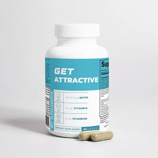 GET ATTRACTIVE Supplements - Natural Vitamin Nail Biotin Beauty 5000 mcg Biotin 14 mg Vitamin E 8 mg Vitamin B6 Third Party Tested for Hair Skin & Nails