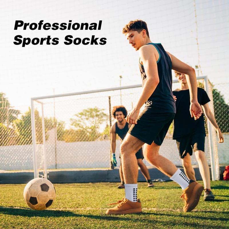 12 Pack Men's Soccer Socks Anti Slip Non-Slip Grip Pads for Football Basketball Sports Grip Soccer Socks