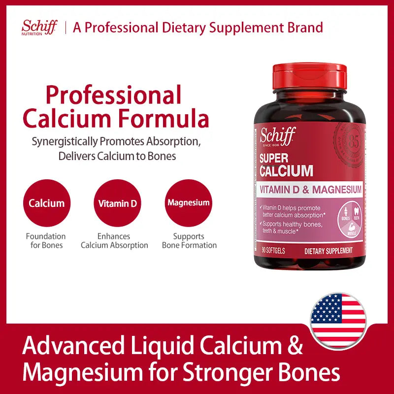 3 Packs-Schiff Super Calcium 800mg Plus Magnesium with Vitamin D3, 90 softgels - Calcium Supplement Healthcare Dietary Fitness Edible Healthy Teeth Healthy Bones