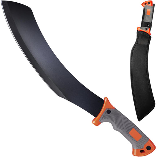 14 Inch Blade Parang Machete with Nylon Sheath - Sharp Blade - Machetes with Rubber Handle and Belt Sheath - Best Brush Clearing Tool - Gardening Bushcraft Hunting Camp Outdoor Parang DM0800