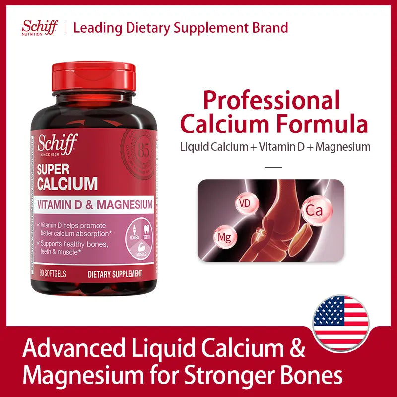 3 Packs-Schiff Super Calcium 800mg Plus Magnesium with Vitamin D3, 90 softgels - Calcium Supplement Healthcare Dietary Fitness Edible Healthy Teeth Healthy Bones