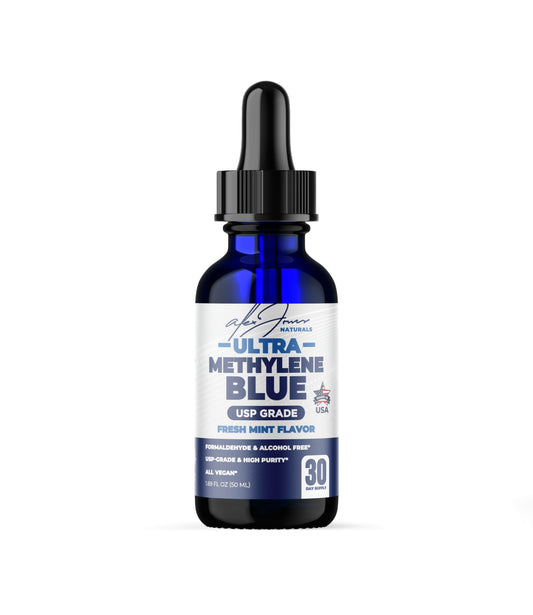 Ultra Methylene Blue Fresh Mint Flavor - Alex Jones Naturals - 1% USP (Pharmaceutical) Grade Supplement with Dropper, Methylene Blue USP Grade