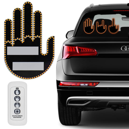 Car Finger Light with Remote Control, Funny LED Gesture Hand Lighting with 3 Modes, Window Sign Light Warning Reminder for Women and Men, Cool Car Gadgets Truck Accessories