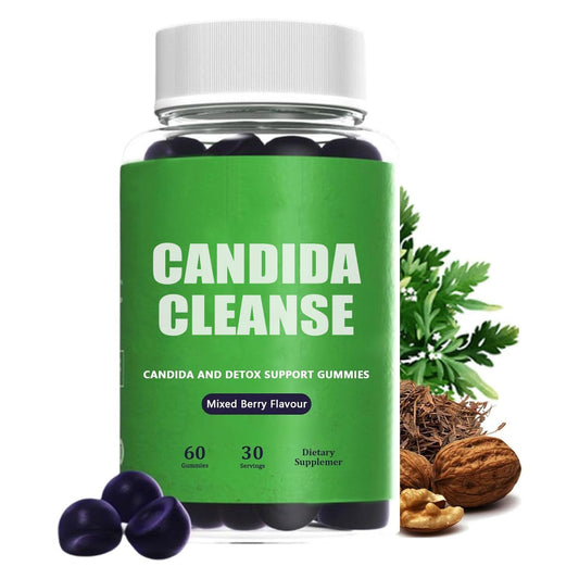 Candida Cleanse, Candida and Detox Support Gummies, 10-in-1 Advanced Formula with Black Walnut, PAU D'Arco & Wormwood, Non-GMO 60 Gummies