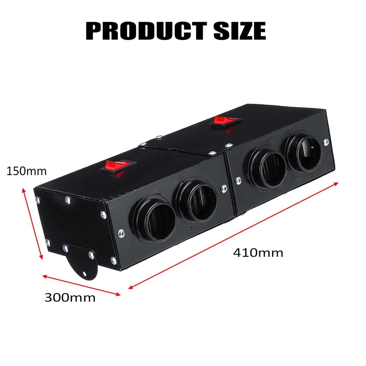 Car Defogger 24V 500W Car heater and Cooling Fan 2 in 1 Fast Heating Low Noise Demister Heaters for Cars Vans, Trucks, RVs (24V 500W, 4 Holes)