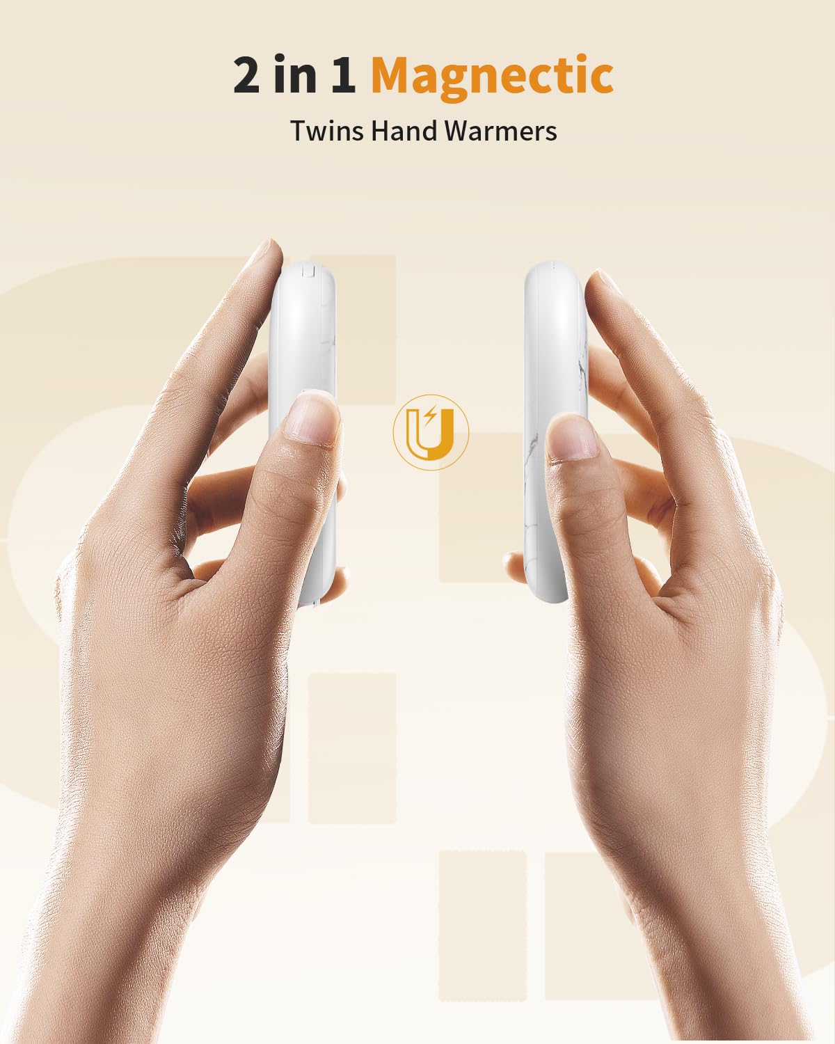 Hand Warmers Rechargeable 2 Pack, AI Temperature Control Electric Handwarmers, Stone Shape Portable Pocket Heater, Great Gift for Christmas Hunting, Golf, Camping White