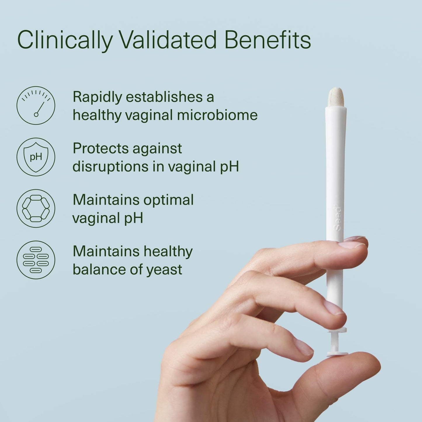Seed VS-01 Vaginal Synbiotic - Prebiotic & Probiotic for Women - L. Crispatus Probiotic Suppositories for Vaginal Health, pH, & Yeast Balance - 8 Suppositories (60-Day Supply)