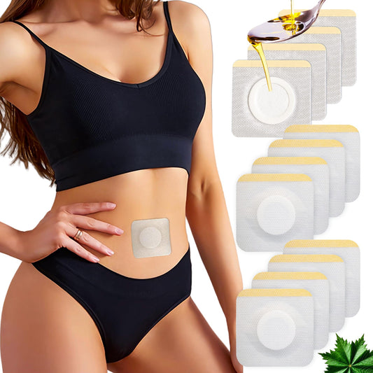 12Pcs Hypoallergenic Castor Oil Pack Wrap for Belly Button, 3.2 x 3.2 inches Disposable, Self-Adhesive, and Highly Absorbent Castor Oil Wraps Patch Pads - White