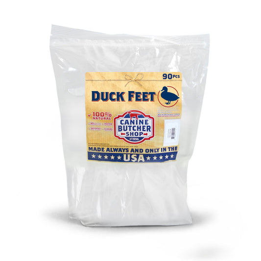 Canine Butcher Shop Duck Feet for Dogs (Pack of 90), Raised & Made in USA Dehydrated Duck Feet, All-Natural Dog Chews, Treats, Snacks