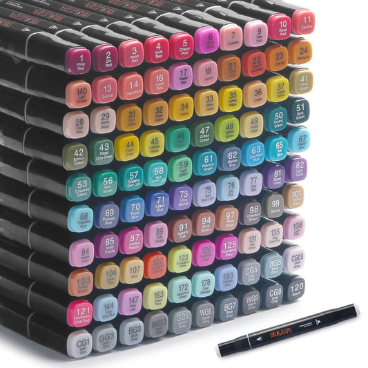 100 Colors Alcohol Markers Dual Tips Permanent Art Markers Pen for Kids & Adult, Alcohol-Based Highlighter Pen Sketch Markers for Painting, Coloring, Sketching and Drawing.（non free flowing mark pen）