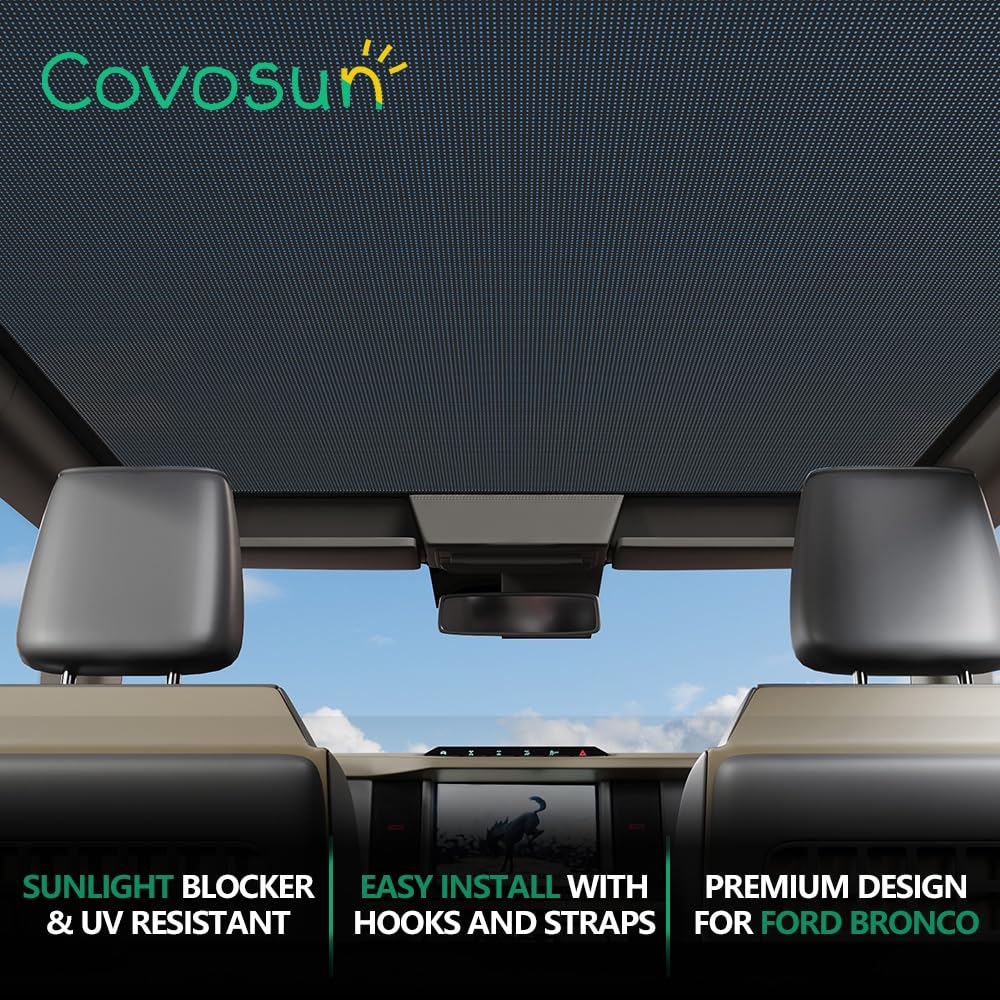 Covosun Bimini Top Sunshade for Ford Bronco, Mesh Bikini Top Sun Shade for Bronco 4 Door Accessories(2021-2024), Heavy Duty Straps and Hooks, Blocks UV/Wind/Dust