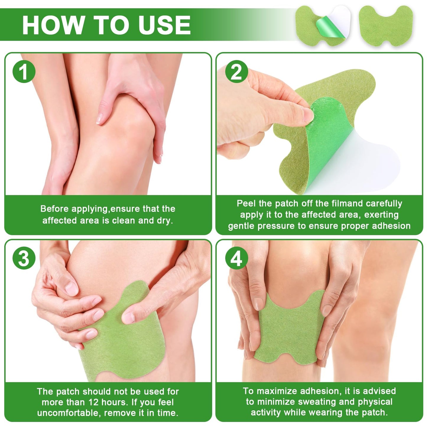 Mrkayll 30Pcs Knee Pain Relief Patch, Warming Herbal Plaster Pain Patches, Knee Patches for Pain Relief Bone on Bone Extra Strength,12 Hour Long Lasting Relief of Joint Pains