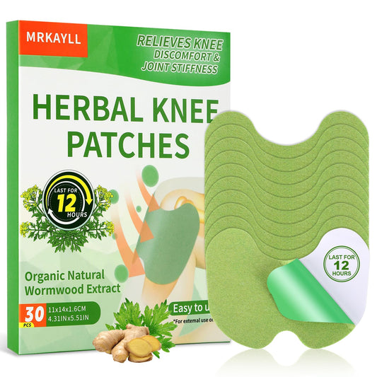 Mrkayll 30Pcs Knee Pain Relief Patch, Warming Herbal Plaster Pain Patches, Knee Patches for Pain Relief Bone on Bone Extra Strength,12 Hour Long Lasting Relief of Joint Pains