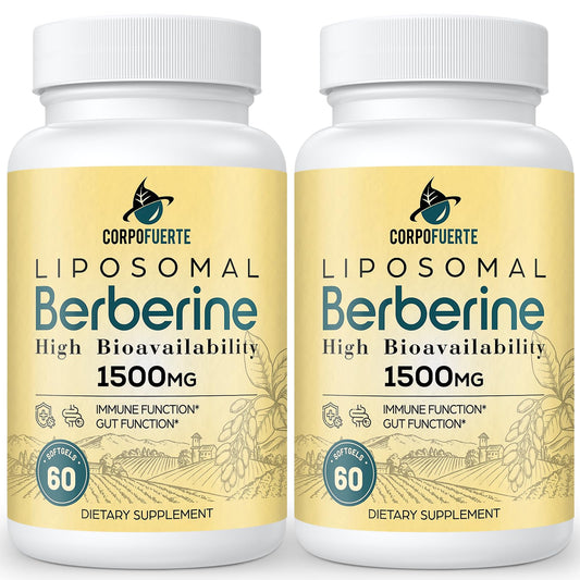 Corpofuerte Liposomal Berberine HCl 1500 mg - Berberine Supplement Activates AMPK & GLP-1 - Supports Reduces Body Burden in Women and Men (2 Pack)