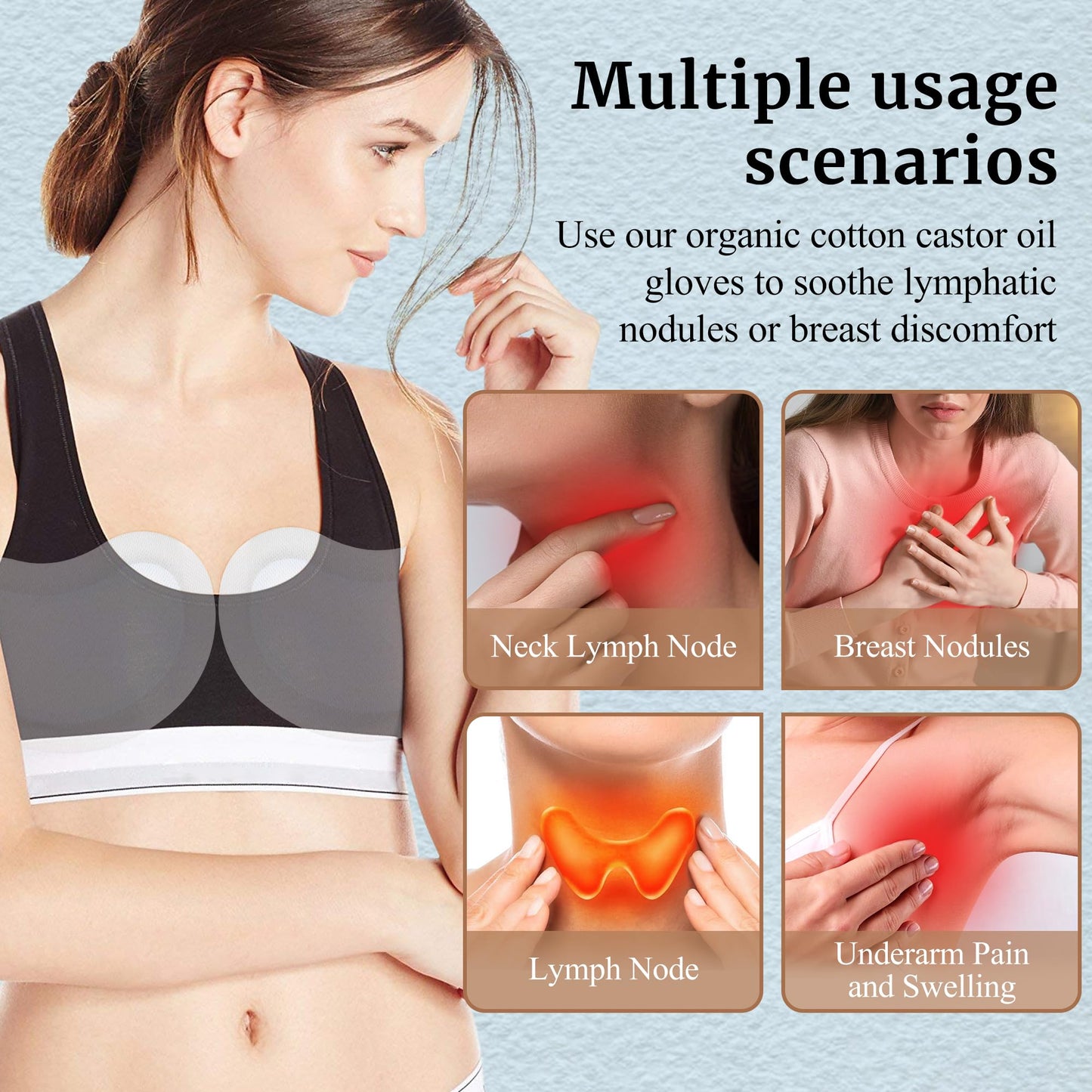 10 Castor Oil Packs for Women - Soft Cotton Breast Nursing Pads, Anti Leak (Oil Not Included)